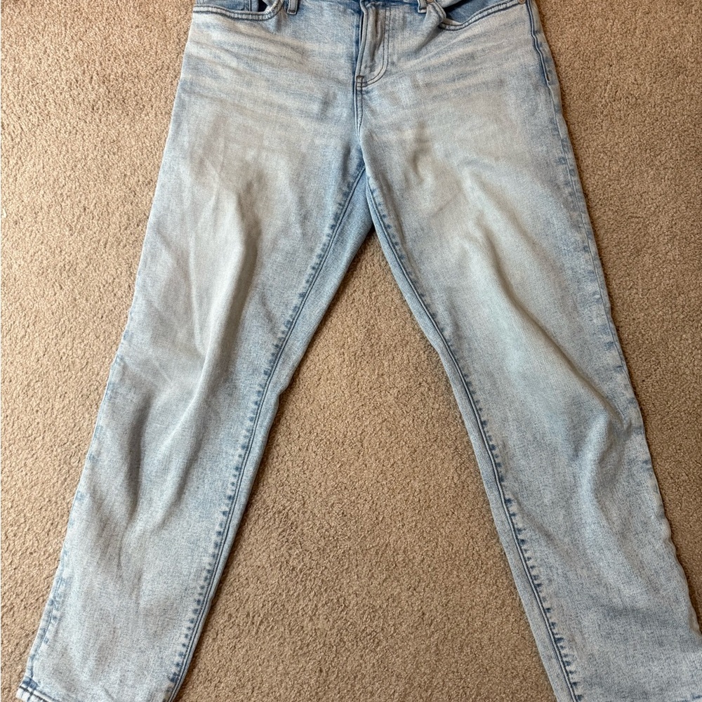 Express Light Blue Straight Leg “Boyfriend Mid-rise” Women's Jeans